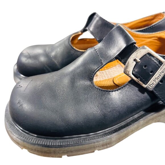 Dr Martens Mary Jane Size 4 T-strap Polley  platform double sole Black Leather - Picture 6 of 13